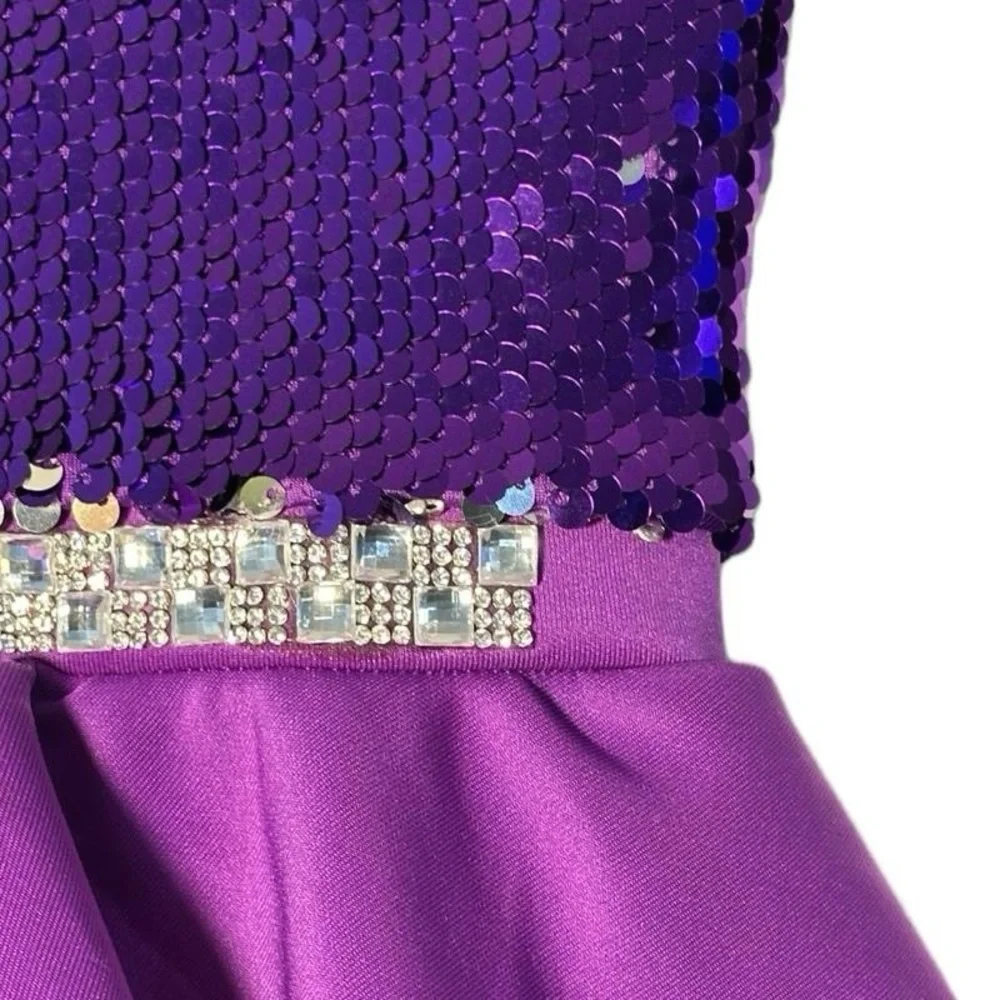 Weissman Purple Sequin Kids tiered dance dress Costume with small flaw‎ Size IC